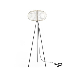 [LA/141/OR] Lampada da terra a  Led  paralume in acciaio ottone lucido 50x50xh.150 cm