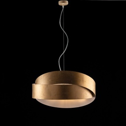 [19980070] Lampadario  a sospensione in ferro Bianco Oro due luci 46x h22 cm