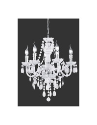 [TRIOR1107-01] Lampadario 5 Bracci Lüster Classico Cromo e Bianco con Pendenti Decorativi Trio Lighting
