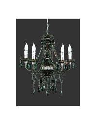 [TRIOR1107-02] Lampadario 5 Bracci Lüster Classico Cromo e Nero con Pendenti Decorativi Trio Lighting