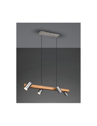 [TRIO312490407] Lampadario Lineare Legno E Nichel 4 Spot Cilindrici Orientabili Marley Trio Lighting