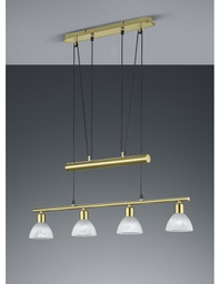 [TRIO371010408] Lampadario Ottone Sali e Scendi Bilanciere 4 Paralume Vetro Levisto Trio Lighting