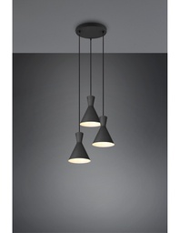 [TRIOR30783932] Lampadario Rotondo Enzo 3xE27 Nero Opaco Trio Lighting