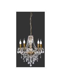 [TRIOR1107-03] Lampadario Sala da Pranzo con Bracci Lüster Classico 5 Luci Ottone con Pendenti Trio Lighting