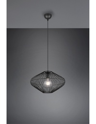 [TRIOR30831032] Lampadario Sospensione Gabbia Metallo Nero Cobain Trio Lighting