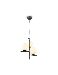 [TRIO302000332] Lampadario Sospensione Nero 3 Sfere Vetro Bianco Pure Trio Lighting