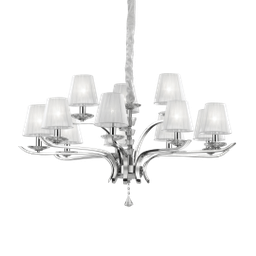 [8021696066431] Lampadario a sospensione 12 luci bianco D 102 x H 58 cm