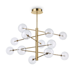 [8021696200125] Lampadario a sospensione 12 luci ottone D 124 x H 55 cm