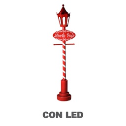 [V6149410000] Lampione metallo led cartello polo nordrosso cm36x24h152