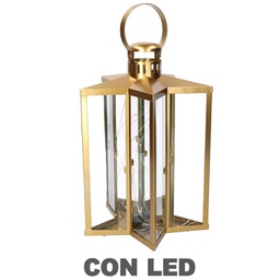 [V3724970000] Lanterna led metallo stella oro cm27,5x27,5h42-48