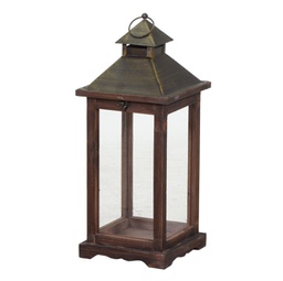 [V3724080000] Lanterna legno marrone scuro rettangolare cm 19x19h42