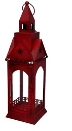 [V3726470000] Lanterna metallo rosso quadro cm13x13h45,5
