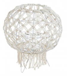 [B0140973] Lanterna stile vintage realizzata in macrame colore bianco 38h cm