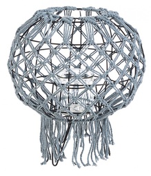 [B0140972] Lanterna stile vintage realizzata in macrame, colore grigio 38h cm