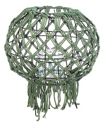 [B0140971] Lanterna stile vintage realizzata in macrame, colore verde 38h cm