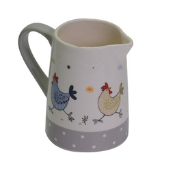 [V5857090000] Lattiera ceramica bianco galline cm17x9h16