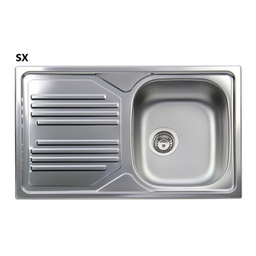 [DFLEX-140-190-SX] Lavello incasso acciaio inox 1 vaschetta cm 86 gocciolatoio sx