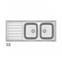 [DFLEX-140-1787-SX] Lavello incasso acciaio inox LS03 120x50 cm con gocciolatoio sx