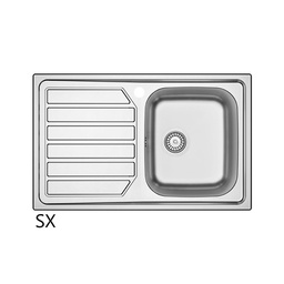 [DFLEX-140-1788-SX] Lavello incasso acciaio inox mod. LS04 cm 80x50 con gocciolatoio sx