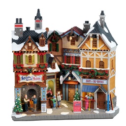 [2006085] Lemax Alpine Winter Shops B/O - Negozi invernali alpini B/O per villaggio di Natale