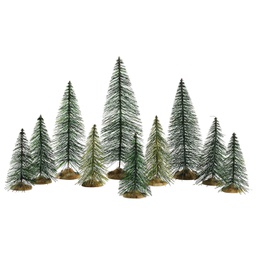 [2013227] Lemax Needle Pine Trees Set Of 10 - Set di 10 alberi di pino aghi per villaggio di Natale