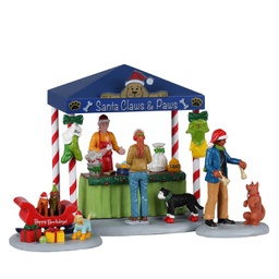 [2013191] Lemax Santa Claws &amp; Paws Set Of 3 - Set di 3 Babbo Natale Artigli e Zampe per villaggio di Natale