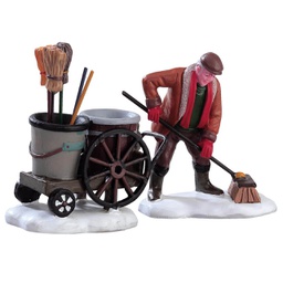 [2013247] Lemax Street Sweeper Set Of 2 - Set di 2 spazzatrici stradali per villaggio di Natale
