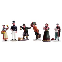 [1998904] Lemax Townsfolk Figurines Set Of 6 - Set Di 6 Figurine Di Cittadini Gioco invernale decorazione per villaggio Natale
