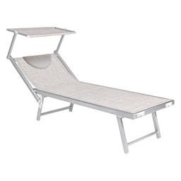 [DFL6128890] Lettino Spiaggia Con Parasole E Poggiatesta 'Budelli' Singolo - Cm. 188 X 67 X H.38