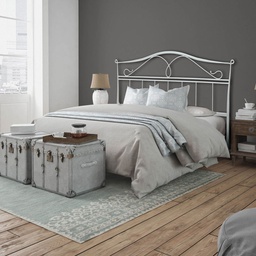 [ISCHIGIR1601D3] Letto in ferro matrimoniale con giroletto in ferro Bianco ISCHIA 166x202x h128 cm