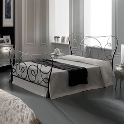 [ARCA.PEDI.N1DI] Letto in ferro matrimoniale con pediera Nero ARCADIA 192x210x h130cm