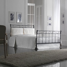 [LEO.PEDI1601D1] Letto in ferro matrimoniale con pediera Nero LEONARDO 170x218x h118 cm