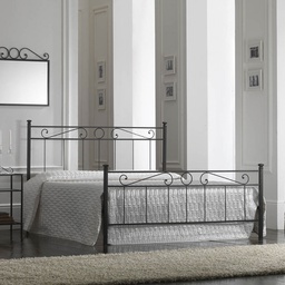 [TEVEPEDI1601D1] Letto in ferro matrimoniale con pediera Nero TEVERE 166x208x h117 cm