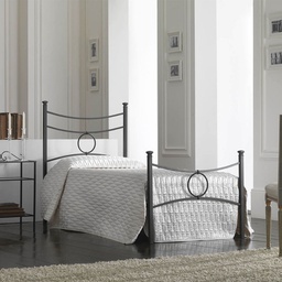 [CONCAPED0851D1] Letto in ferro singolo con pediera Nero CONCA 92x208x h117 cm