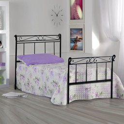 [LEO.PEDI085] Letto in ferro singolo con pediera Nero LEONARDO 95x218x h118 cm