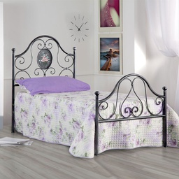 [LORYPEDI0851D5] Letto in ferro singolo con pediera Nero Oro LORY 95x208x h130 cm