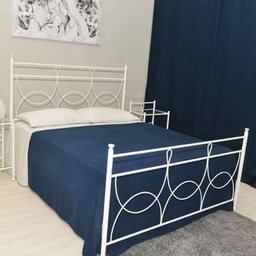 [FZ94738] Letto matrimoniale in ferro battuto con pediera Bianco Opaco SILENE 170x202x h120 cm