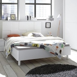 [FZ94504] Letto matrimoniale in legno Ottica bianco laccato opaco