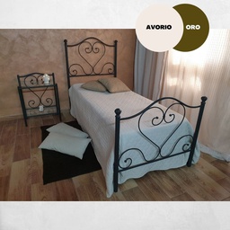 [FZ94766] Letto singolo Papavero ferro battuto avorio oro