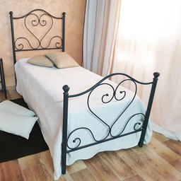 [FZ94767] Letto singolo in ferro battuto con pediera Nero Oro PAPAVERO 90x201x h126 cm