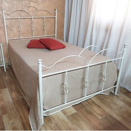 [FZ94568] Letto una piazza e mezza in ferro battuto con pediera Bianco Oro PRIMULA 130x202x h127cm