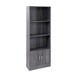 [GIC750960] (2c)Libreria 3 ripiani 2 ante colre grigio 60x24xh.170 cm