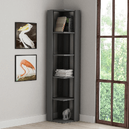 [EFFEZ96963] Libreria angolare Nati antracite 5 ripiani EFFEZ
