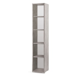 [ADB381CEK] Libreria moderna alta in legno Beton Cemento quattro ripiani 39x41x h199 cm
