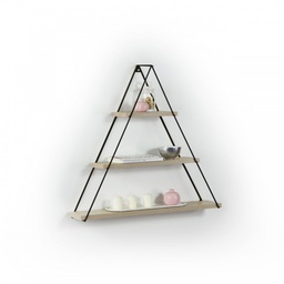 [FZ93767] Libreria muro triangolare bacheca piramide rovere nero cm 74 x 13 x 61 h