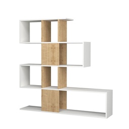 [FZ91089] Libreria scaffale 4 livelli 9 scomparti bianco e rovere 145x29xh.145 cm(D2306KTL145M011)