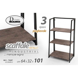 [GIC751097] Libreria scaffale urban industrial 3 ripiani cm 63.5 x 30 x 101 h
