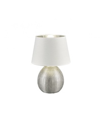 [TRIOR50631089] Lume Base Ceramica Argento Paralume Bianco Luxor Ø24 cm Trio Lighting