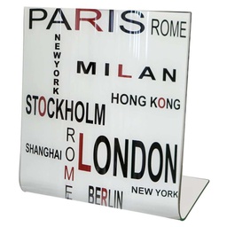 [CAPITALI/LP] Lume da tavolo in vetro bianco decorato 20x20 cm
