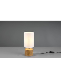 [TRIOR50171930] Lumetto Comodino Woody Rotondo Base Legno Paralume Bianco Trio Lighting